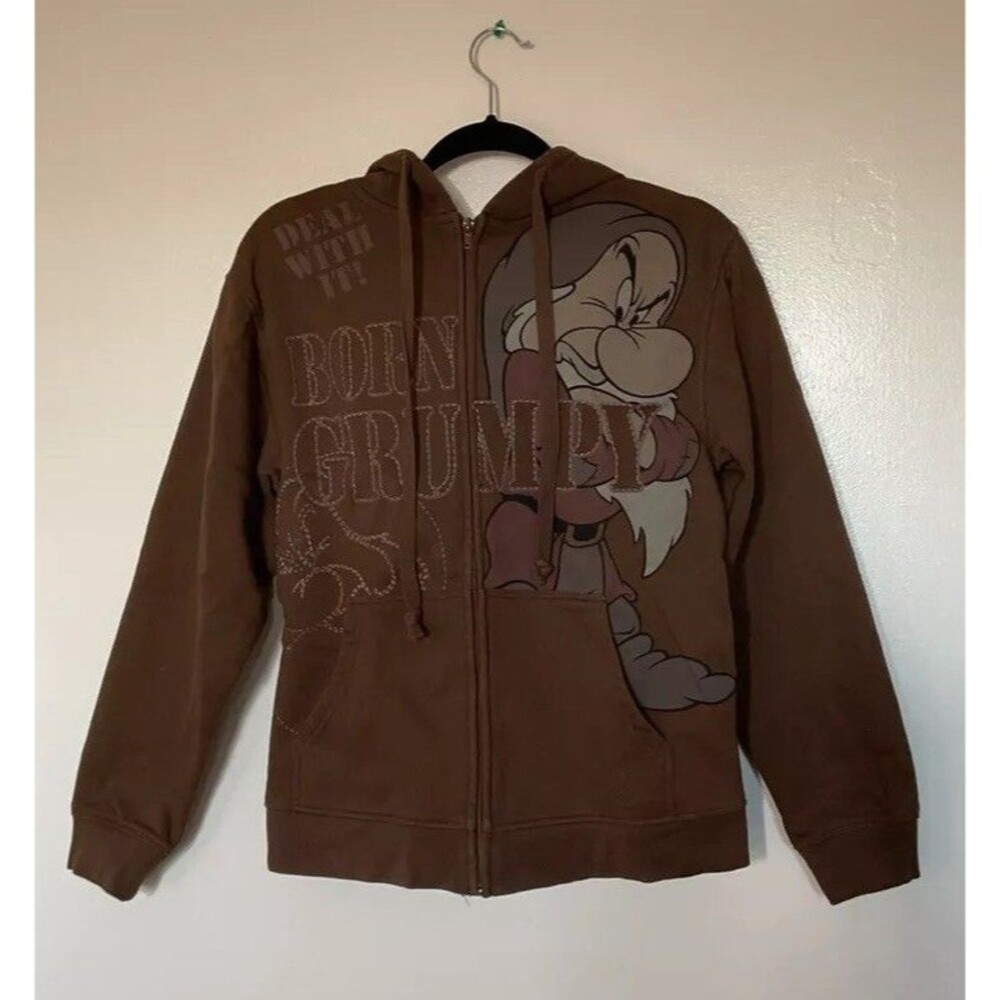 DISNEY STORE | Born GRUMPY Deal With It!” Full Zip Hoodie Brown | Size S